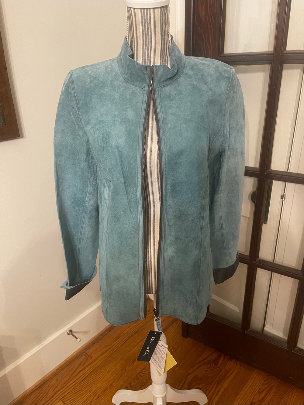 Denim&Co Teal Suede Zip-Front Women's Jacket